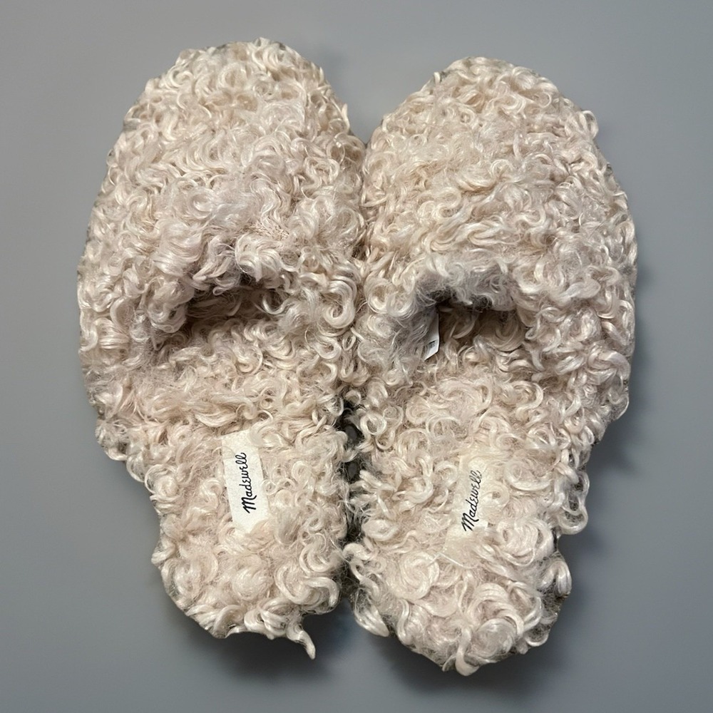 Madewell Furry Slippers Faux Fur Size 10 NWOT